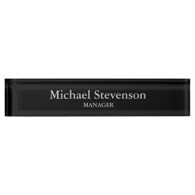Black Elegant Modern Desk Nameplate (Front)