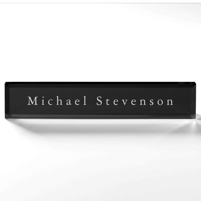 Black Elegant Modern Desk Nameplate (Front)
