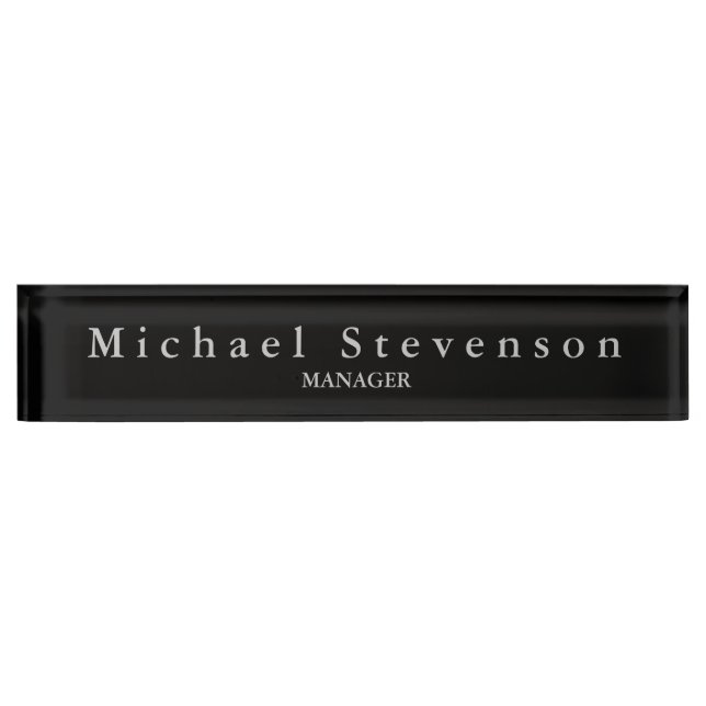 Black Elegant Modern Desk Nameplate (Front)