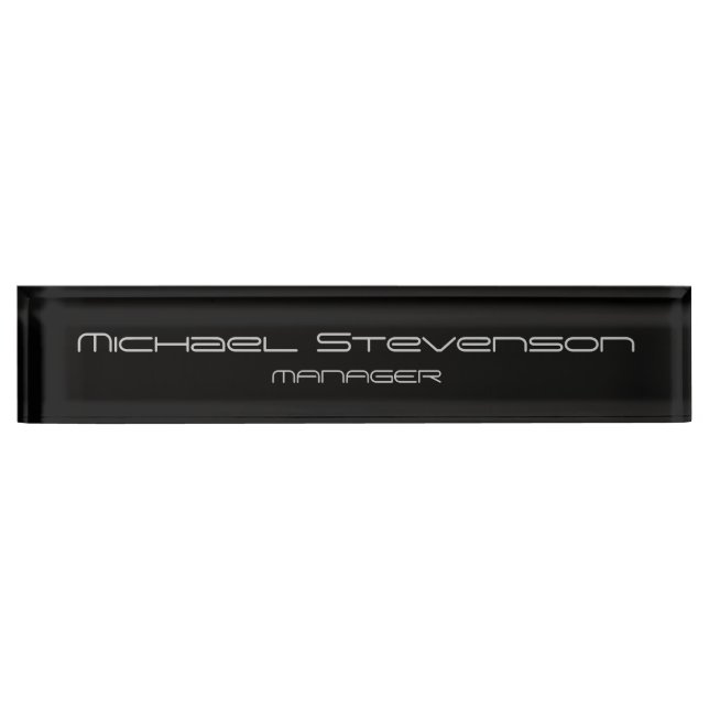 Black Elegant Modern Desk Nameplate (Front)