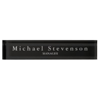 Black Elegant Modern Desk Nameplate