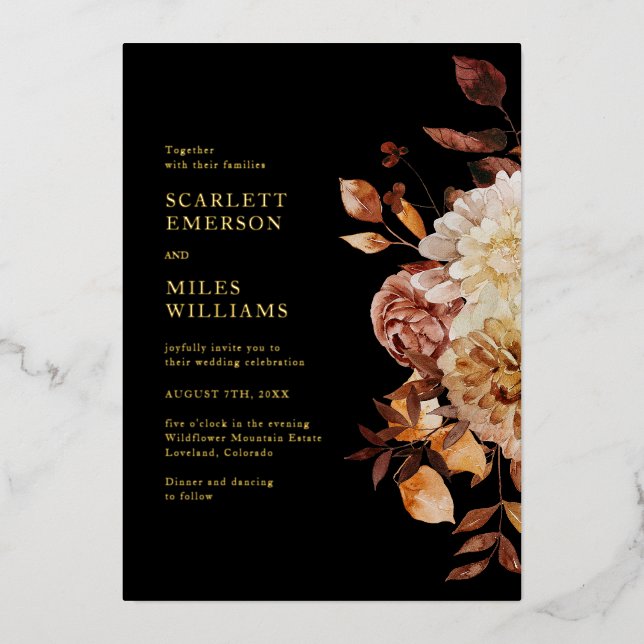 Black Elegant Modern Gold Foil Wedding (Front)