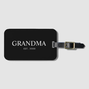 Black Elegant Modern Grandma Luggage Tag