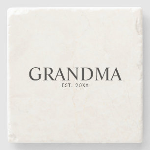 Black Elegant Modern Grandma Stone Coaster