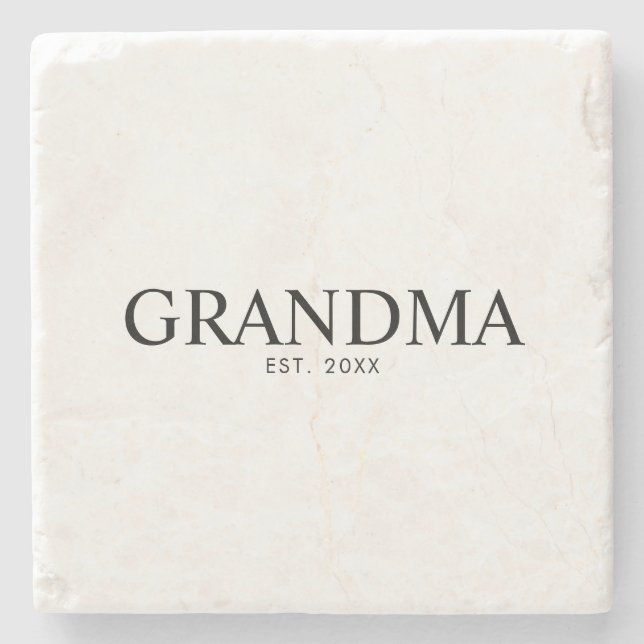 Black Elegant Modern Grandma Stone Coaster (Front)