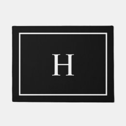 Black Elegant Modern Monogram Doormat