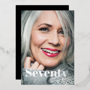 Black Elegant Modern Photo 70th Birthday