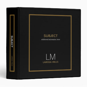 Black Elegant Modern School-or-Office 3 Ring Binde Binder