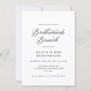 Black Elegant Modern Script Bridesmaids Brunch Invitation