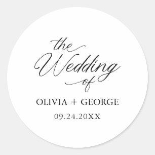 Black Elegant Modern Script Calligraphy Classic Round Sticker