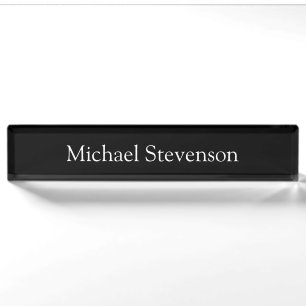 Black Elegant Modern Stylish Nameplate