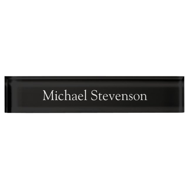 Black Elegant Modern Stylish Nameplate (Front)
