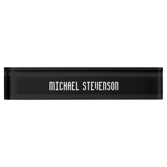 Black Elegant Modern Stylish Nameplate (Front)