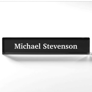 Black Elegant Modern Stylish Nameplate