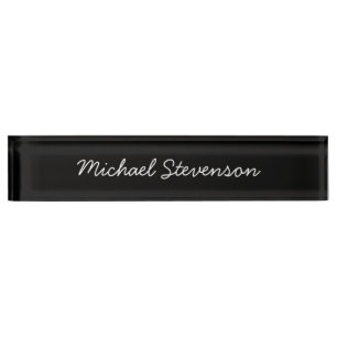 Black Elegant Modern Stylish Script Nameplate