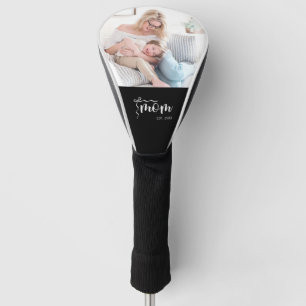 Black Elegant Mom Established Add One Photo Golf Head Cover