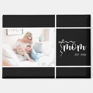 Black Elegant Mom Established Bow Add Photo Magnet