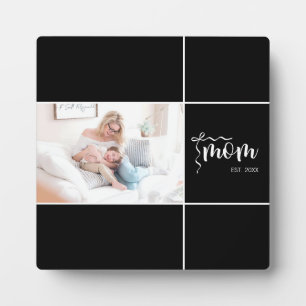 Black Elegant Mom Established Bow Add Photo Plaque