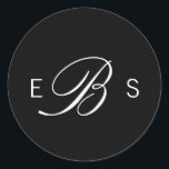 Black Elegant Monogram Circle Wedding Stickers<br><div class="desc">Customize this chic stylish elegant monogram black and white Wedding Stickers. Modern crisp design with a white text and on a black background. All the other matching products can be found in a collection.</div>