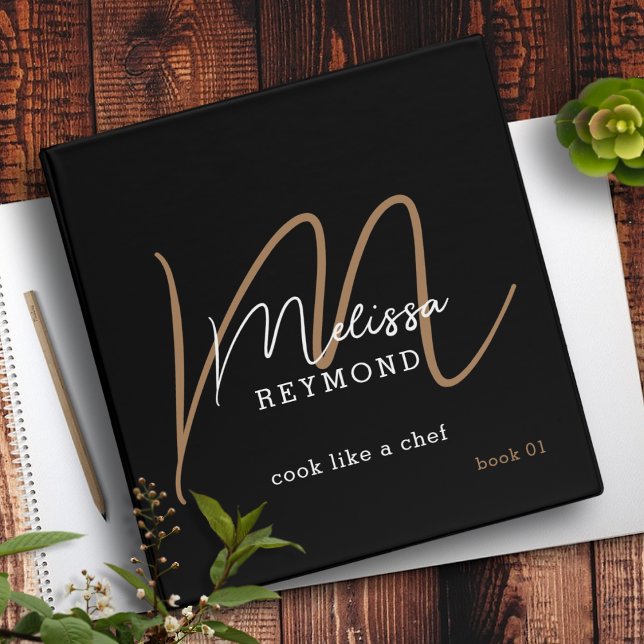 Black Elegant Monogram Script Name Binder (Creator Uploaded)