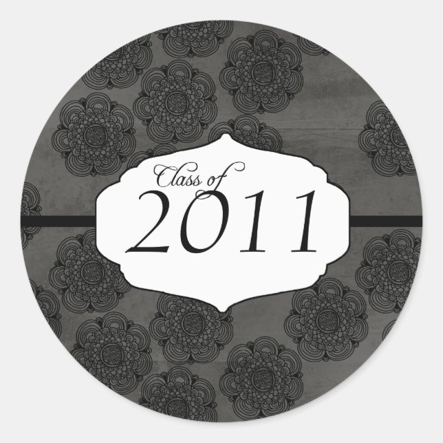 Black elegant pattern graduation class of sticker (Front)