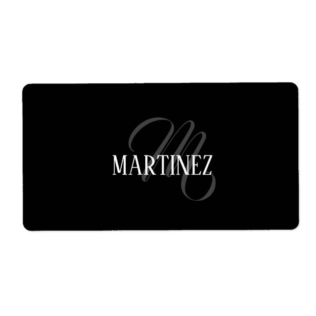 Black Elegant Personalized Last Name | Name (Front)