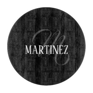 Black Elegant Personalized Last Name   Name Cutting Board