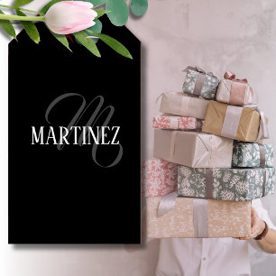 Black Elegant Personalized Last Name   Name Gift Tags