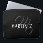 Black Elegant Personalized Last Name | Name Laptop Sleeve<br><div class="desc">Black Elegant Personalized Name. You can choose to add your name,  the name of a loved one,  or a special message. Whether it's a heartfelt gift for someone dear to you or a personal treat,  the choice is yours.</div>