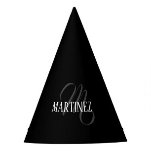 Black Elegant Personalized Last Name   Name Party Hat