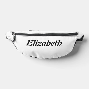 Black Elegant Personalized Name   White Stylish Fanny Pack