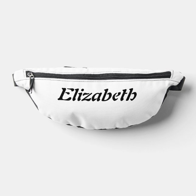 Black Elegant Personalized Name | White Stylish Fanny Pack (Lay Down)