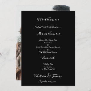 Black Elegant Photo Calligraphy Script Wedding  Menu