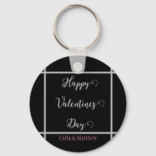 black elegant pink valentine, Sweet for couple Keychain