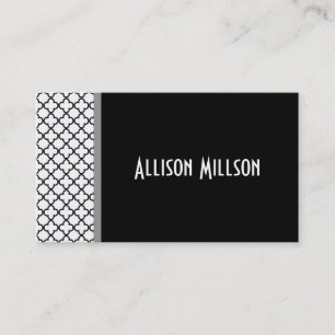 Black Elegant Quatrefoil Custom Name A14A Business Card
