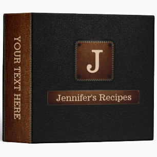 Black Elegant Recipe Leather Look Binder