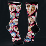 Black Elegant Red Heart Pattern | 5 Photo Collage Socks<br><div class="desc">This unique and thoughtful gift combines the sentimental value of cherished memories with the practicality of a Socks. Featuring 24 heart-shaped photo frames, each holding a special image, this Socks is a stunning centerpiece for any room. making it easy to admire and appreciate the moments captured. Whether as a gift...</div>