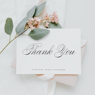 Black Elegant Script Graduation Thank You Card