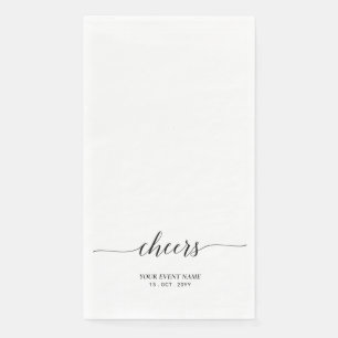 Black Elegant Script Lettering Cheers Event Napkin