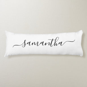 Black Elegant Script Signature Name Body Pillow