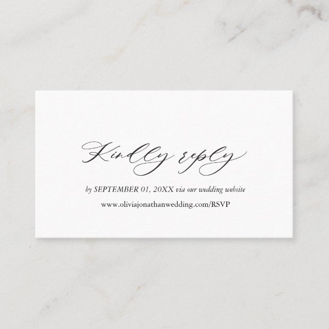 Black Elegant Script Typography RSVP Business Card (Front)