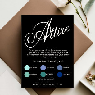 Black Elegant Script Wedding Attire Enclosure Card