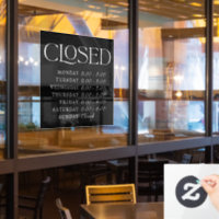 Black Elegant Serif Closed Sign Store Hours
