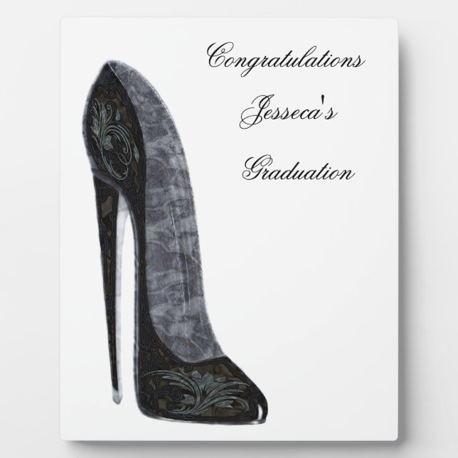 Black Elegant Stiletto High Heel Shoe Art Plaque (Front)