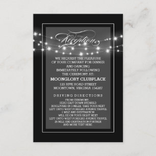 Black elegant string lights reception cards