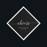 Black Elegant Stylish Lettering Cheers Event Napki Napkin<br><div class="desc">Add stylish detail to your special day with this personalized party napkin. This design features stylish typography " Cheers" with custom text. You can personalize the text for any event or party. Matching invitations and party supplies are available in my shop BaraBomDesign.</div>