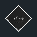 Black Elegant Stylish Lettering Cheers Event Napki Napkin<br><div class="desc">Add stylish detail to your special day with this personalized party napkin. This design features stylish typography " Cheers" with custom text. You can personalize the text for any event or party. Matching invitations and party supplies are available in my shop BaraBomDesign.</div>