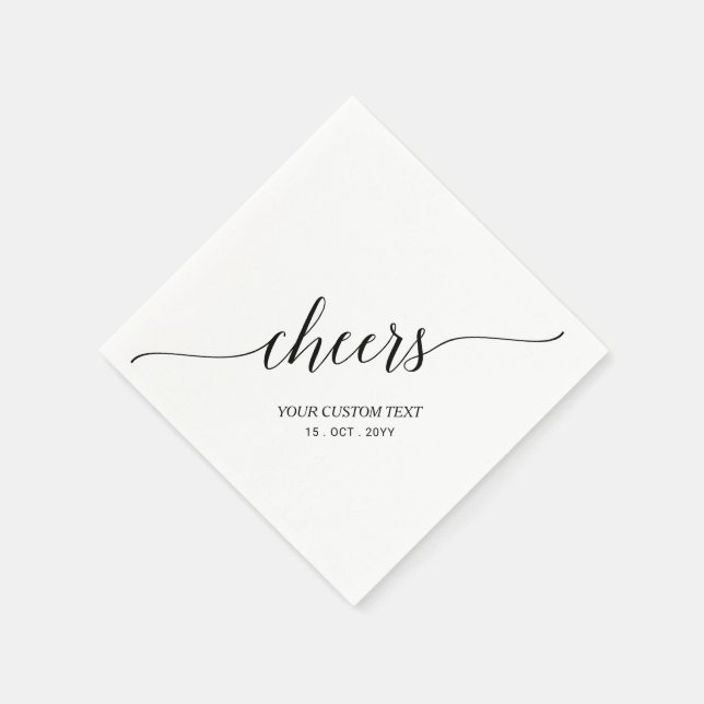 Black Elegant Stylish Lettering Cheers Event Napkin (Corner)