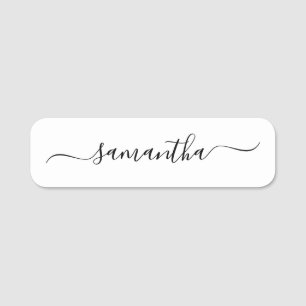 Black Elegant Swash Signature Script Name Tag