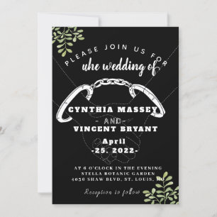 Black elegant sweet wedding invitation with eucaly